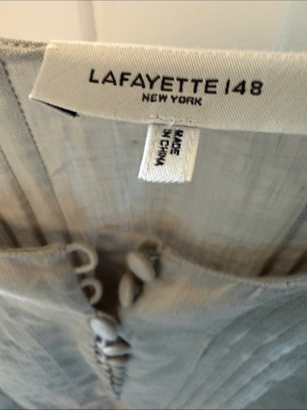 Lafayette 148 Light Taupe Linen Button-Front Tunic Dress - Picture 4 of 5
